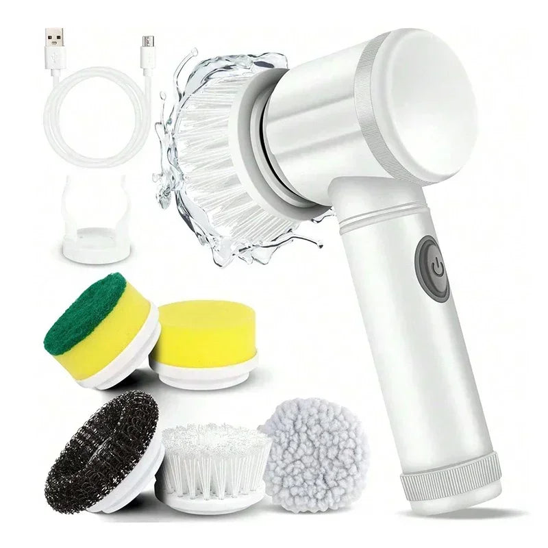 Cordless Electric Spin Scrubber with 5 Replaceable Brush Heads