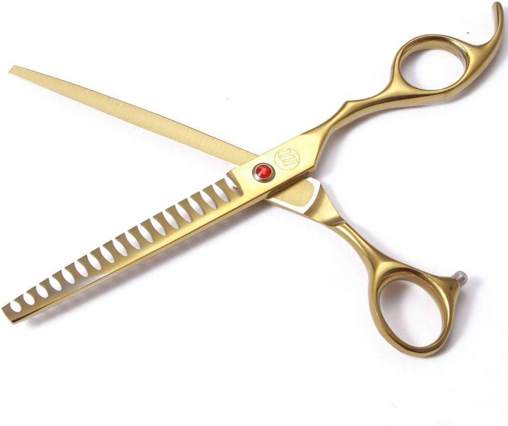 Professional 7-inch dog grooming scissors set with thinning, curved, chunkers shears and comb