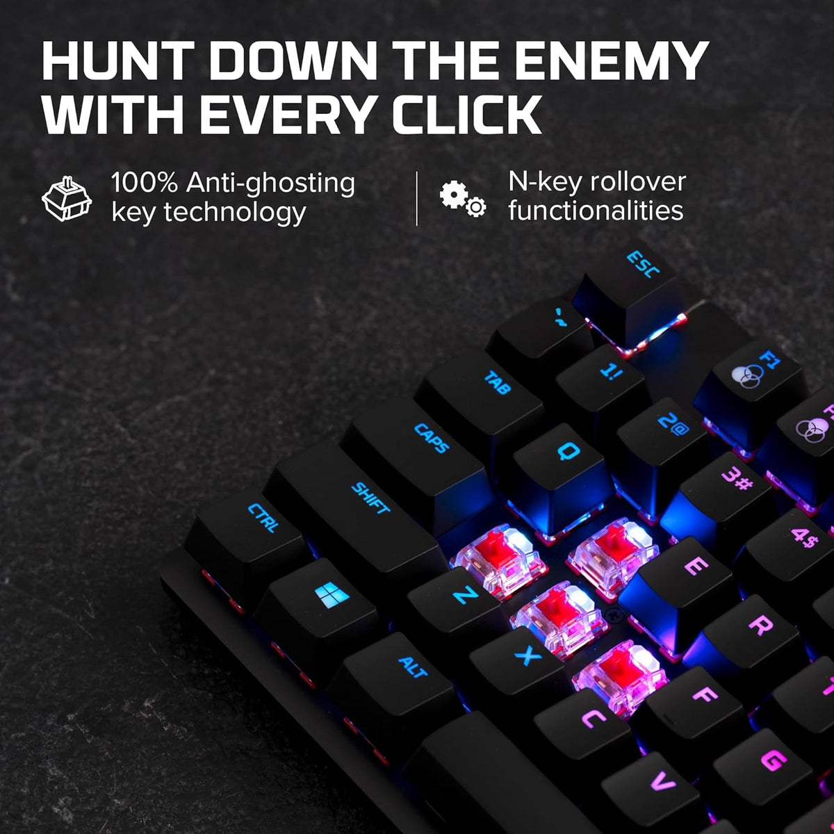 Alloy Origins Core tenkeyless mechanical gaming keyboard in black with RGB LED backlit linear red switches and compact aluminum body.