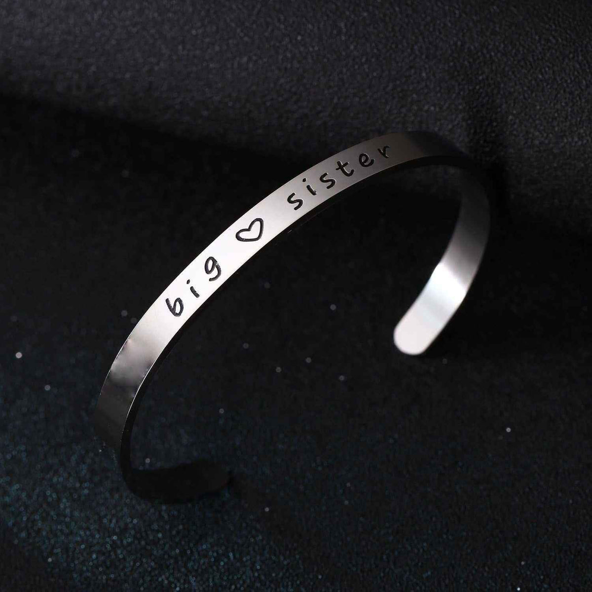 Big Sis Middle Sis Little Sis Sister Cuff Bangle Bracelet Family Friend Gift for Women