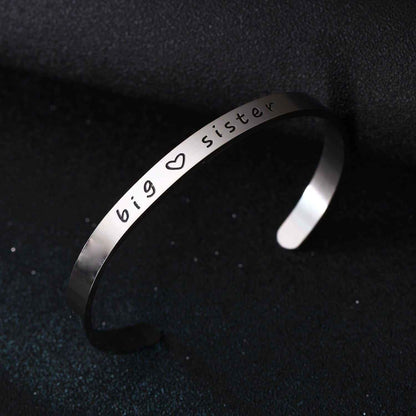 Big Sis Middle Sis Little Sis Sister Cuff Bangle Bracelet Family Friend Gift for Women