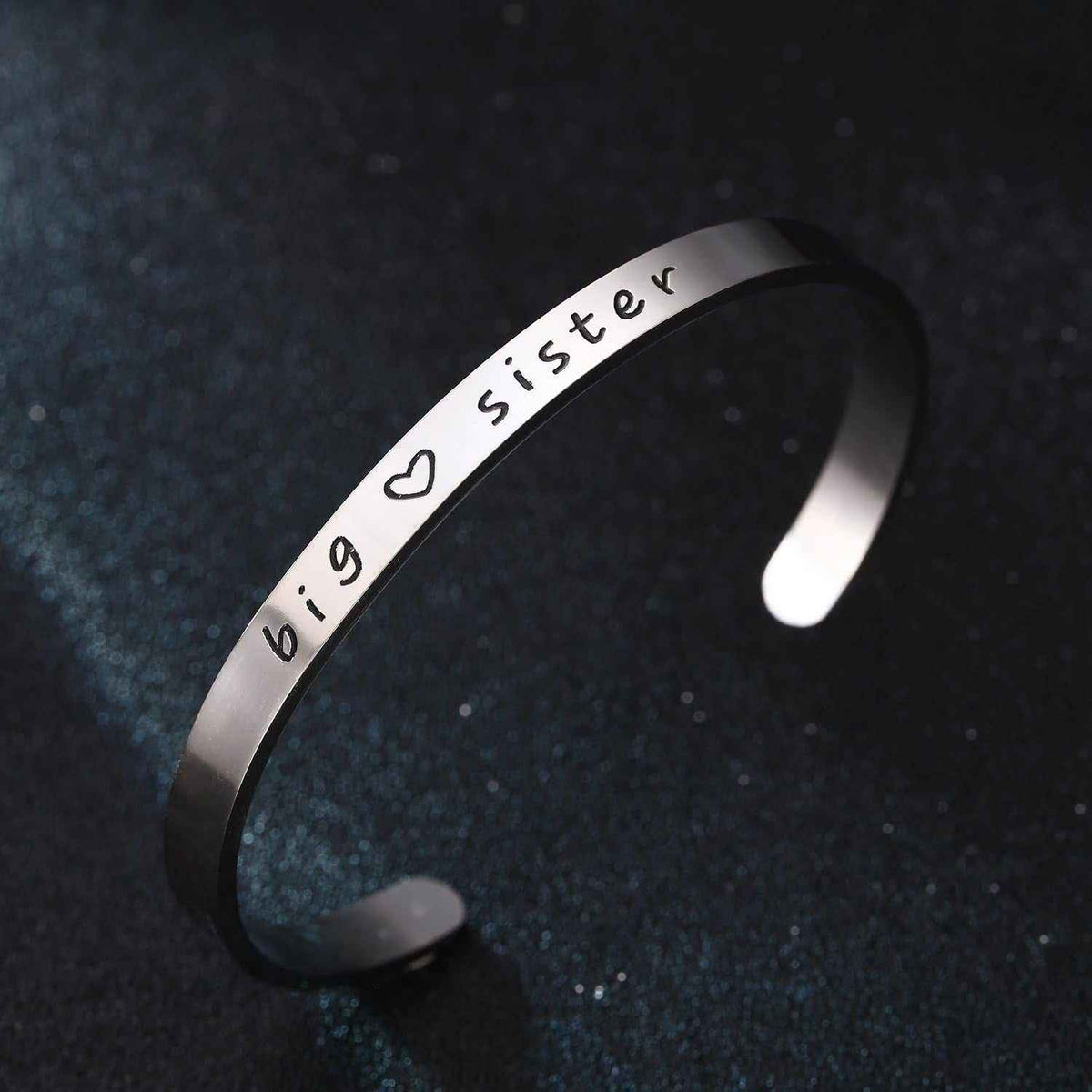 Big Sis Middle Sis Little Sis Sister Cuff Bangle Bracelet Family Friend Gift for Women