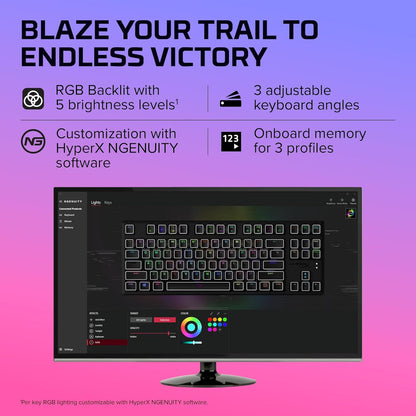 Compact black mechanical gaming keyboard with RGB backlit keys and software customization shown on screen, featuring the Alloy Origins Core model.