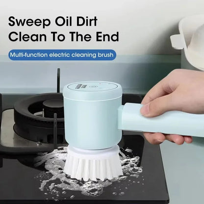 Cordless Electric Spin Scrubber with 5 Replaceable Brush Heads