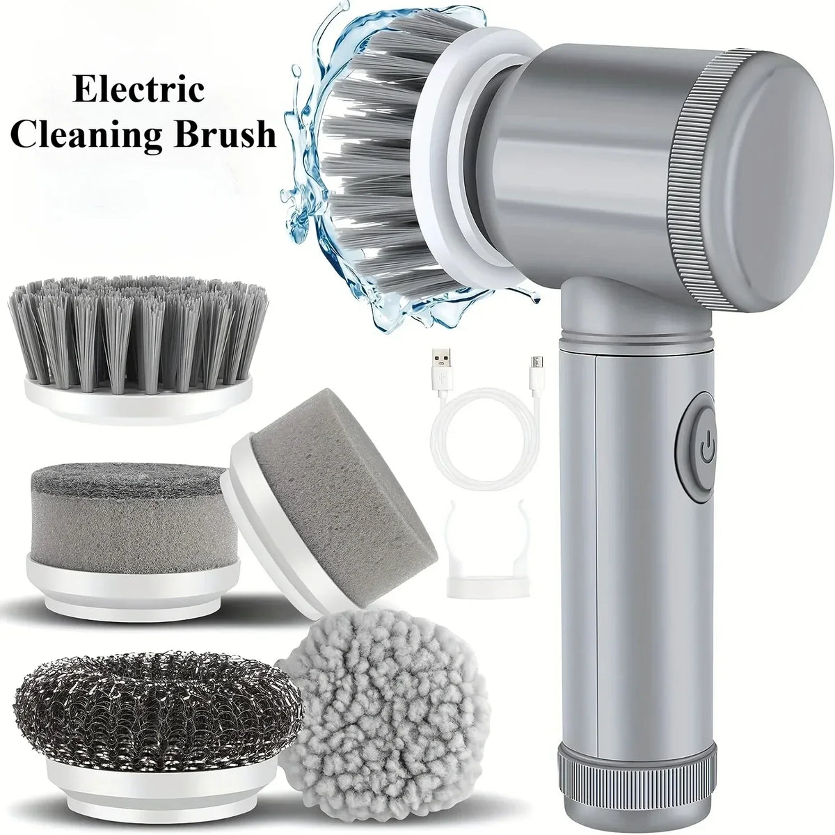 Cordless Electric Spin Scrubber with 5 Replaceable Brush Heads