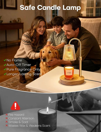 Adjustable Height Electric Candle Warmer Lamp with Timer and Dimmer