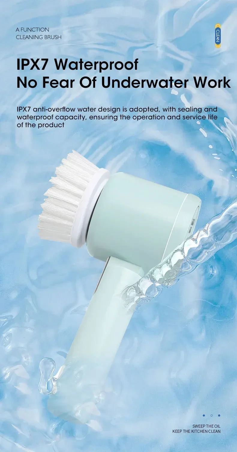 Cordless Electric Spin Scrubber with 5 Replaceable Brush Heads