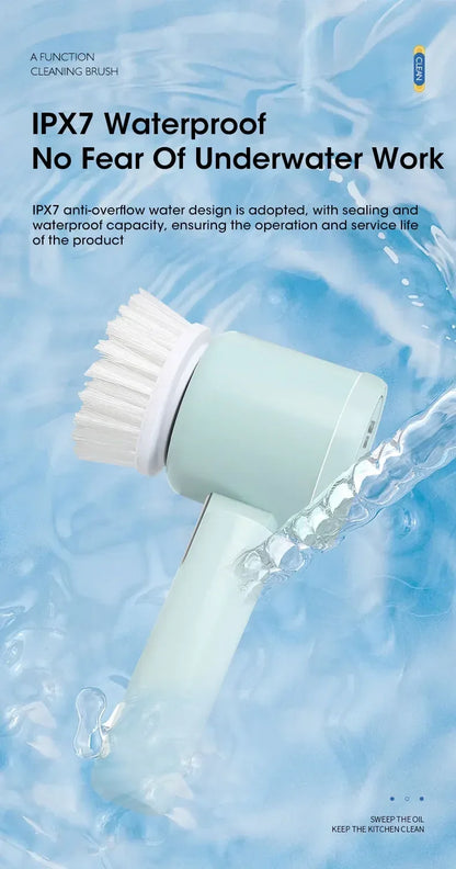 Cordless Electric Spin Scrubber with 5 Replaceable Brush Heads