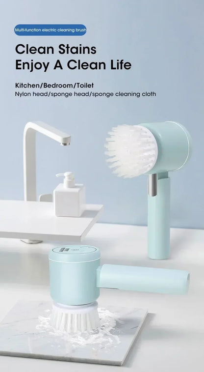 Cordless Electric Spin Scrubber with 5 Replaceable Brush Heads