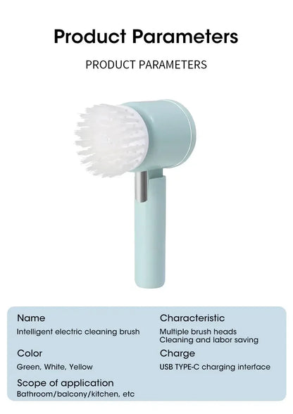 Cordless Electric Spin Scrubber with 5 Replaceable Brush Heads