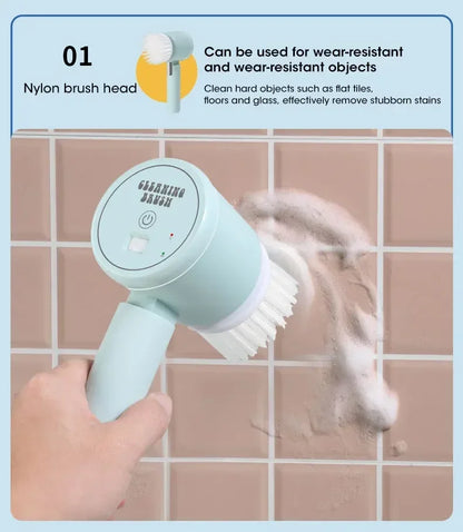 Cordless Electric Spin Scrubber with 5 Replaceable Brush Heads