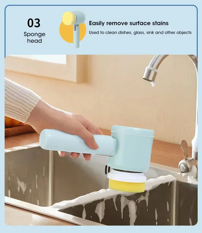 Cordless Electric Spin Scrubber with 5 Replaceable Brush Heads