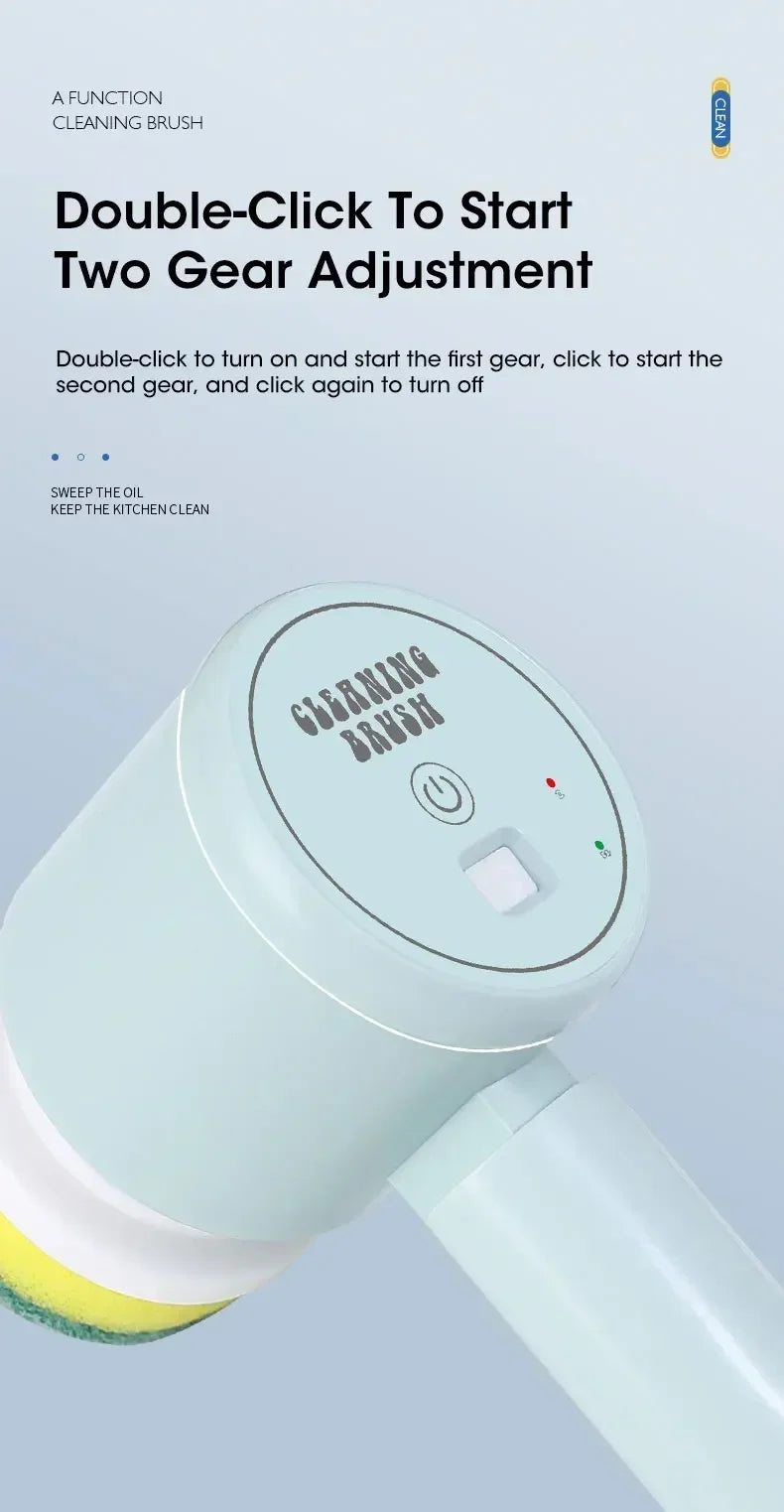 Cordless Electric Spin Scrubber with 5 Replaceable Brush Heads