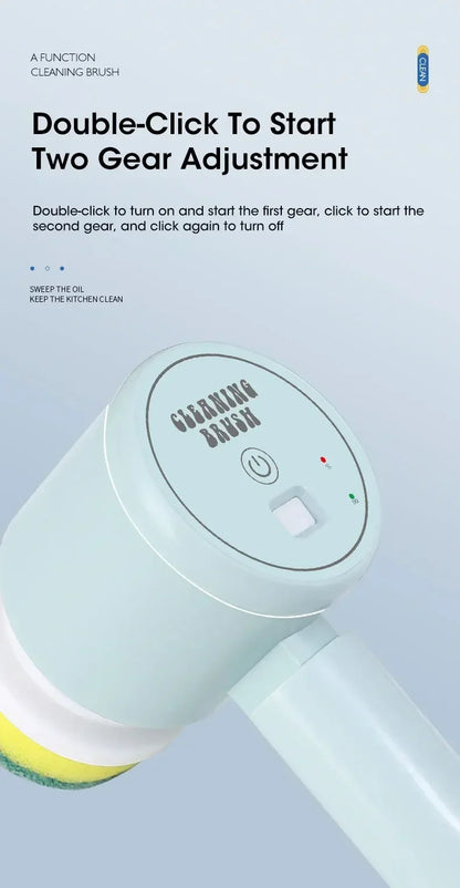 Cordless Electric Spin Scrubber with 5 Replaceable Brush Heads