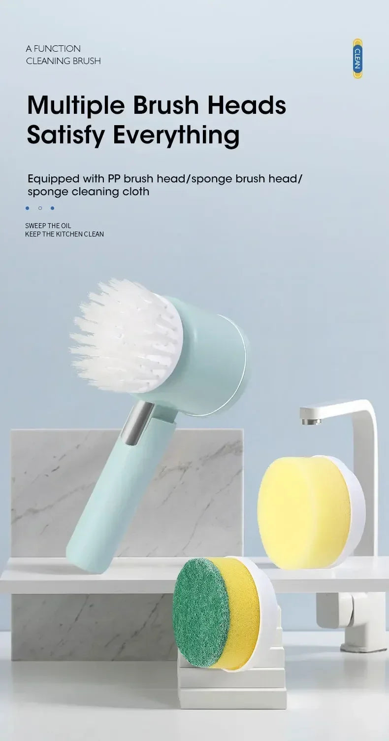 Cordless Electric Spin Scrubber with 5 Replaceable Brush Heads
