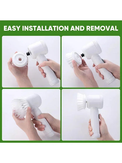 Cordless Electric Spin Scrubber with 5 Replaceable Brush Heads