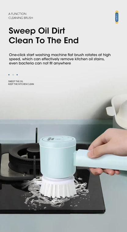 Cordless Electric Spin Scrubber with 5 Replaceable Brush Heads