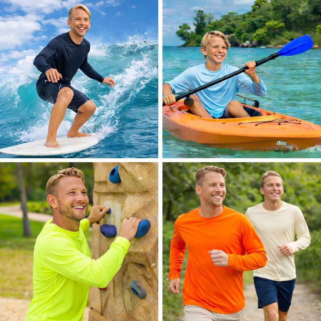 Swim Shirts for Men UPF50+ Sun Protection Shirts Mens Long Sleeve Mens Rash Guard