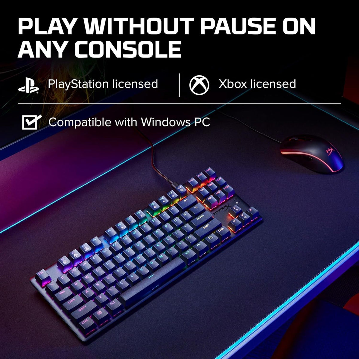Alloy Origins Core tenkeyless mechanical gaming keyboard with black aluminum body and vibrant RGB LED backlit keys