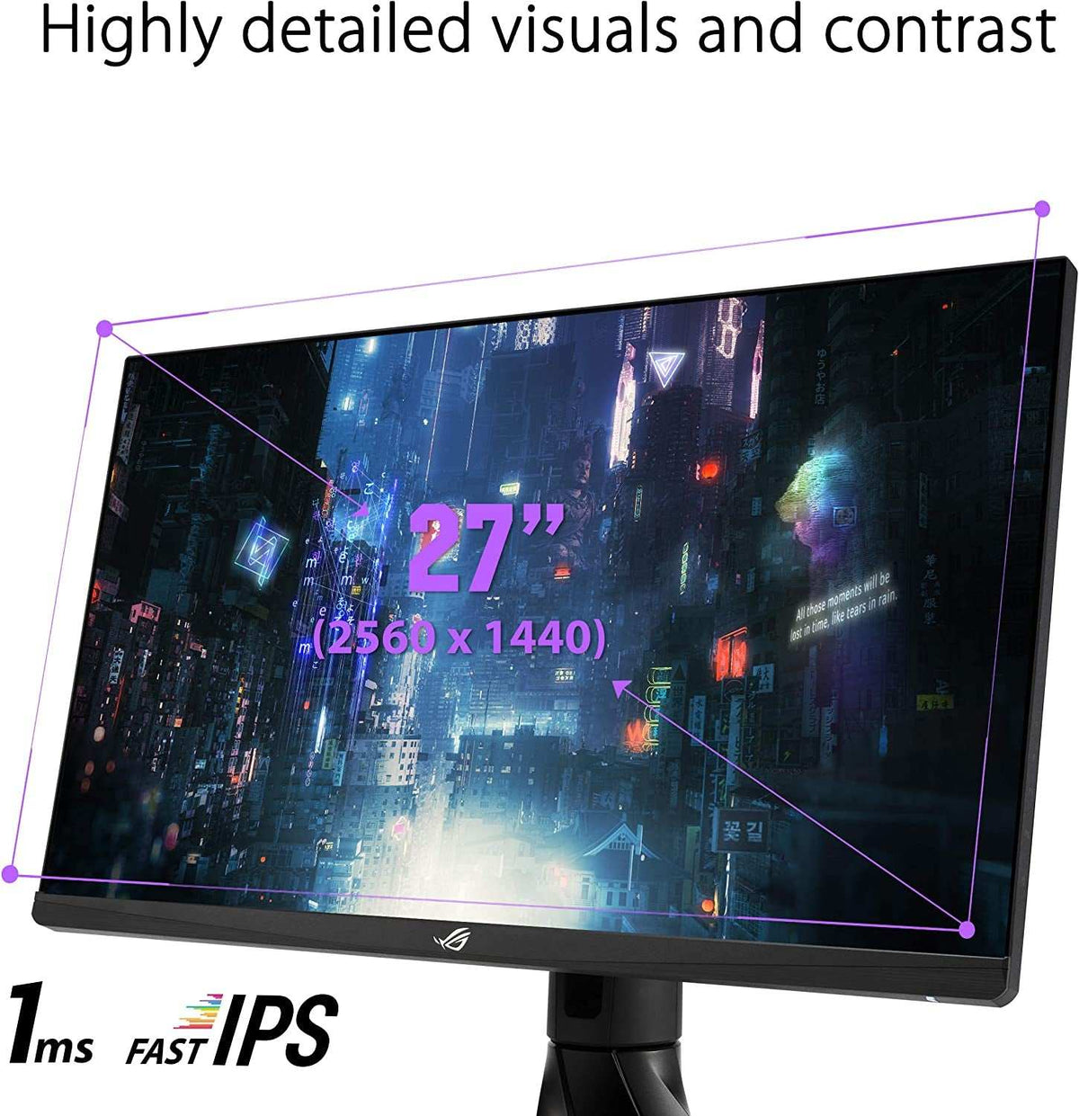 ROG Strix XG27AQ 27-inch black gaming monitor with Fast IPS display, slim bezels, and high-resolution 2560x1440 screen