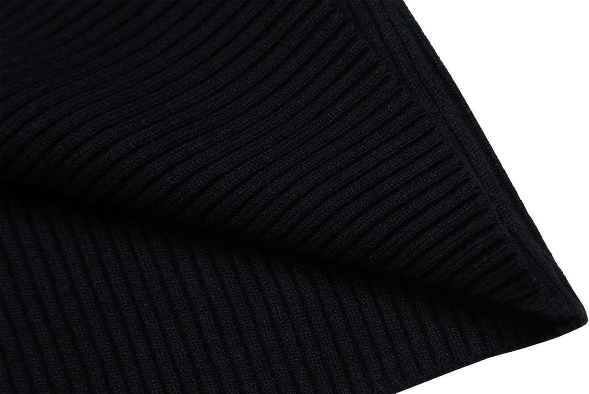 Men'S Knitted Ribbed Turtleneck Pullover Sweaters with Patchwork (Black XXL)