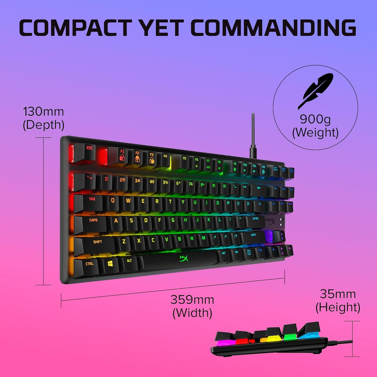Alloy Origins Core tenkeyless mechanical gaming keyboard with black aluminum body, RGB backlit keys, and compact design