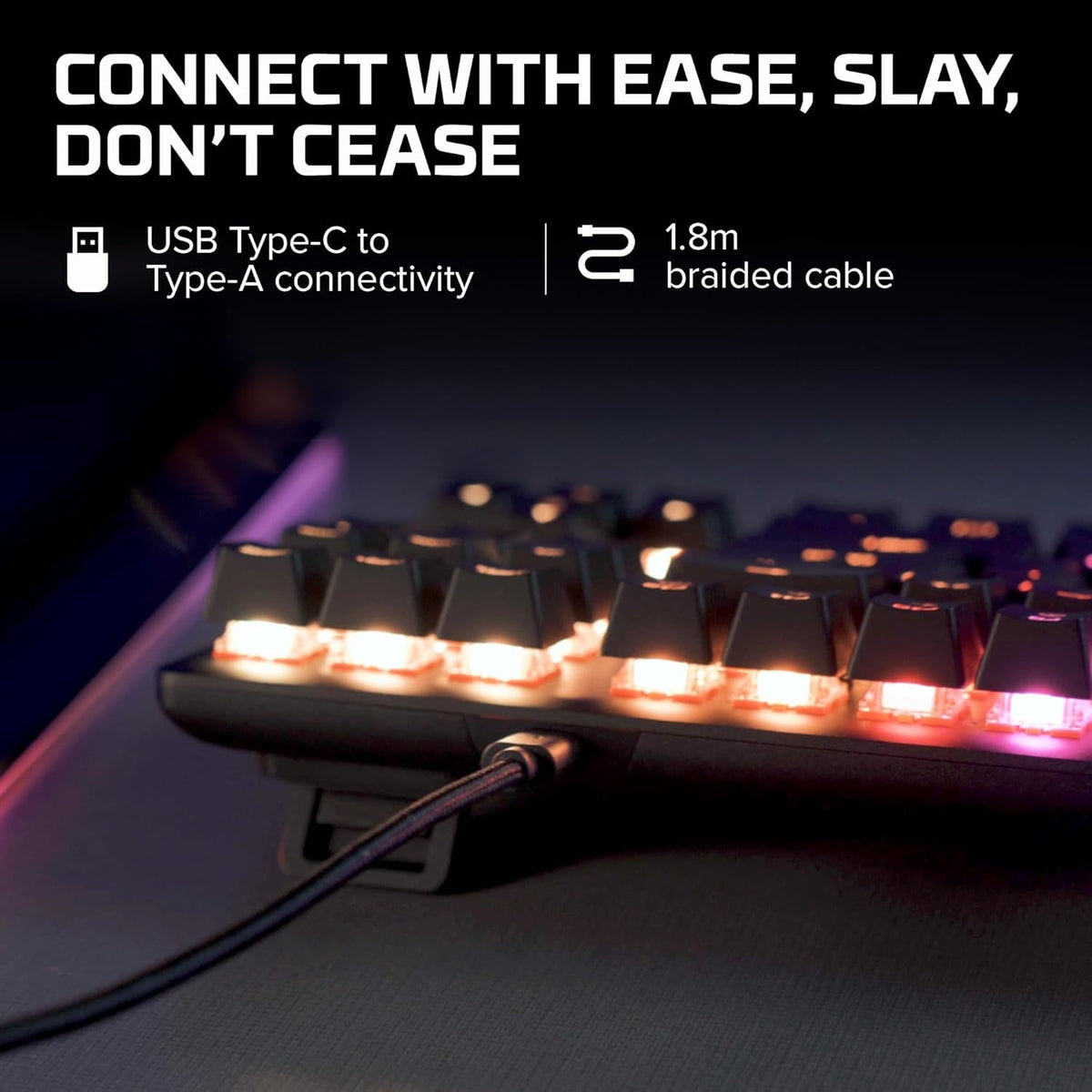 Alloy Origins Core tenkeyless mechanical gaming keyboard with black aluminum body, RGB backlit keys, and detachable braided USB Type-C cable