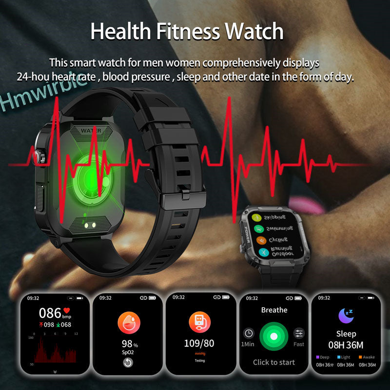 Full touch AMOLED smart watch with blood pressure and oxygen monitoring