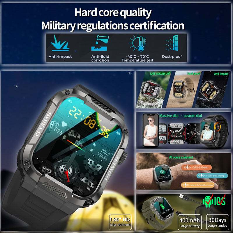 Full touch smart watch with blood pressure and oxygen monitoring