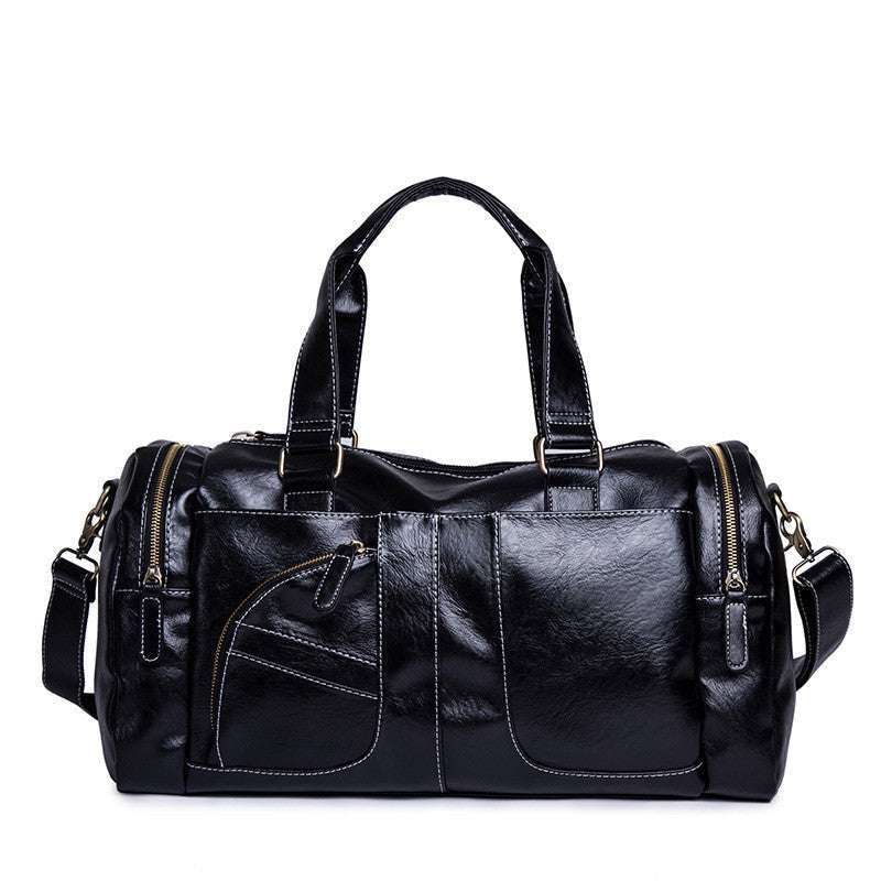 black large capacity men's fitness travel bag with multiple compartments
