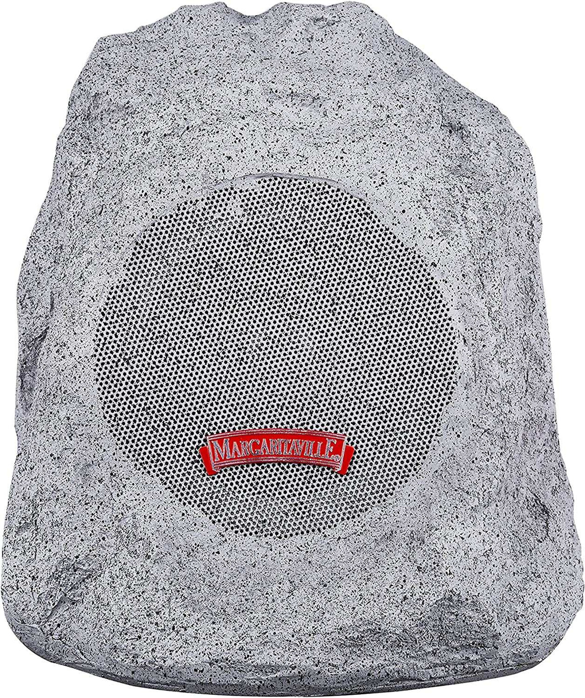 Outdoor Rock Bluetooth speaker in granite grey with a textured, rock-like design and front metal grille featuring Margaritaville logo.