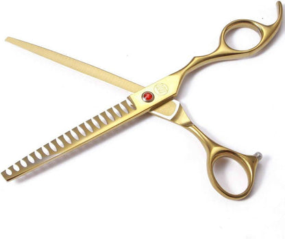 Professional 7-inch dog grooming scissors set with thinning, curved, chunkers shears and comb