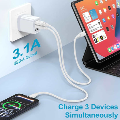 3-port usb wall charger dual pack white compact travel adapter