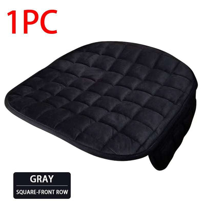 Winter plush car seat cover in beige soft suede fabric with anti-slip backing for universal car models